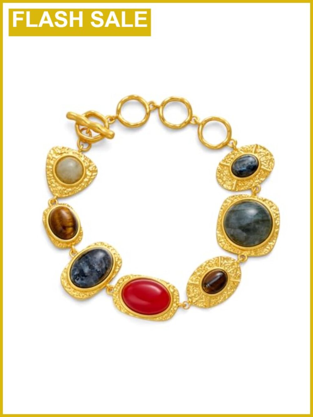 Gold Plated Link Bracelet Hammered Texture Adjustable Clasp Retro Dainty